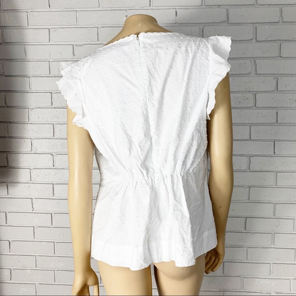 J. Crew V-Neck Peplum Top in White Swiss Dot - Picture 12 of 16